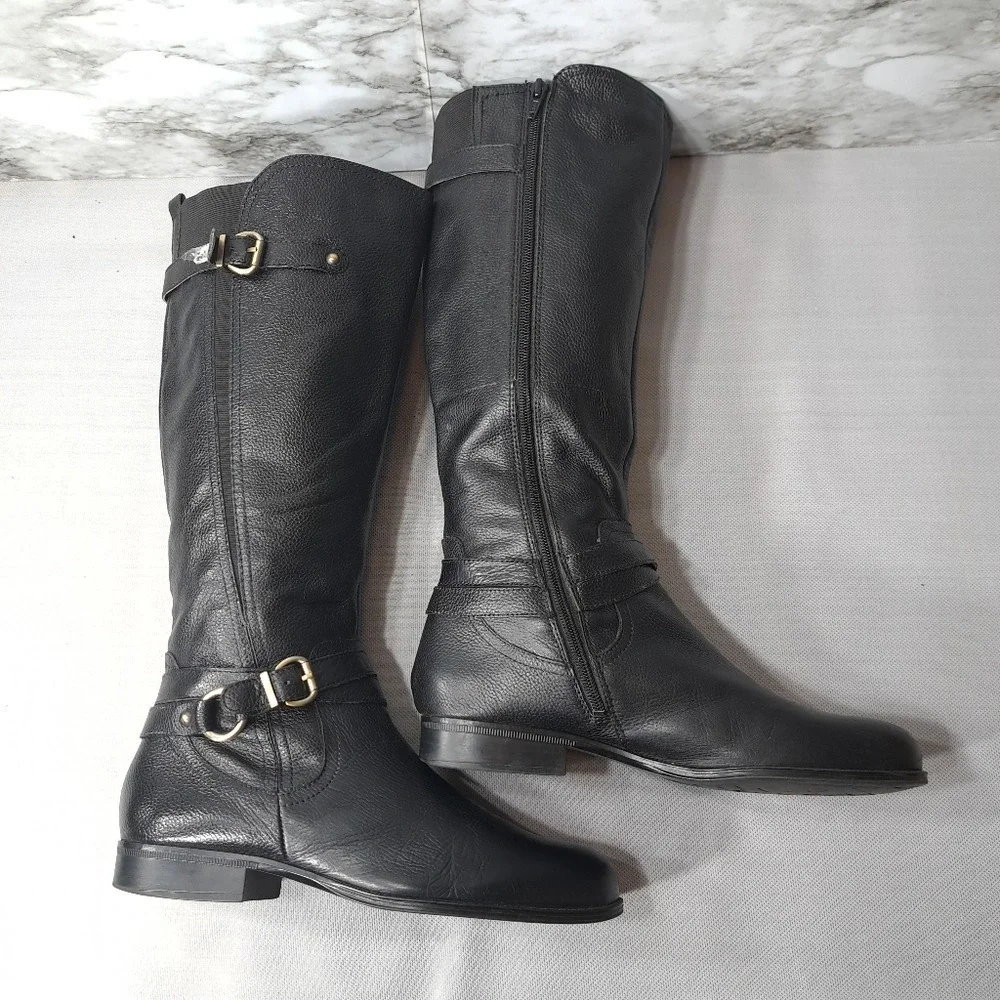 Naturalizer‎ Juletta Women's Leather Boots Black Size 9.5 M Pebbled